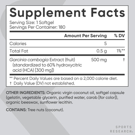 SPORTS RESEARCH - Sports Research Garcinia Cambogia Extract 500Mg. 180 Capsulas Blandas - The Red Vitamin MX - Suplementos Alimenticios - {{ shop.shopifyCountryName }}