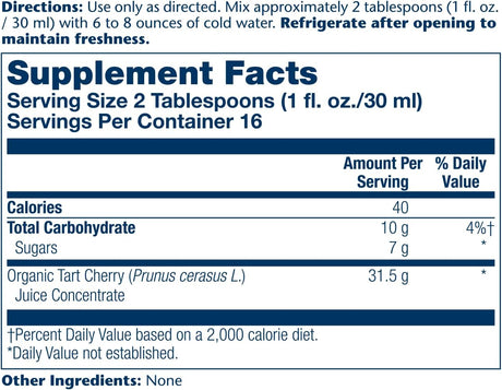 Solaray Organic Tart Cherry 100% Juice Concentrate 473Ml.