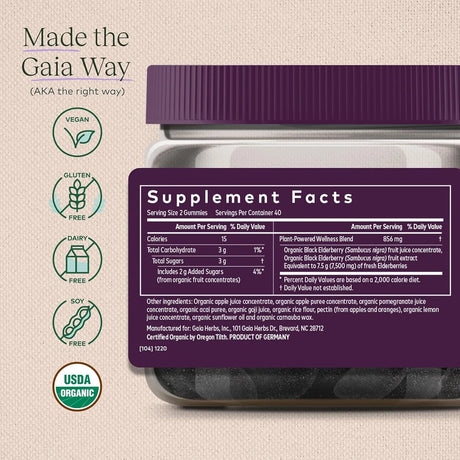 GAIA HERBS - Gaia Herbs Black Elderberry 80 Gomitas - The Red Vitamin MX - Suplementos Alimenticios - {{ shop.shopifyCountryName }}