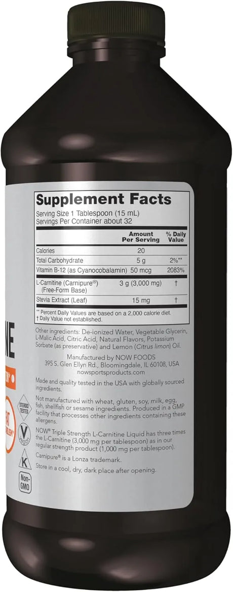 NOW SPORTS - NOW Sports Nutrition L-Carnitine Liquid 3000Mg. 473Ml. - The Red Vitamin MX - Suplementos Alimenticios - {{ shop.shopifyCountryName }}