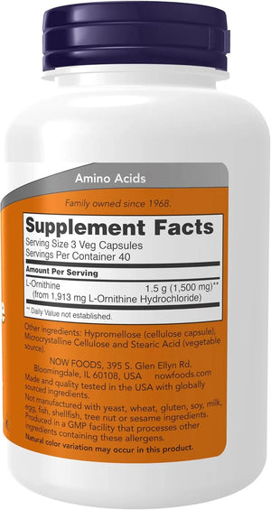 NOW SUPPLEMENTS - NOW Foods Supplements L-Ornithine 500Mg. 120 Capsulas - The Red Vitamin MX - Suplementos Alimenticios - {{ shop.shopifyCountryName }}