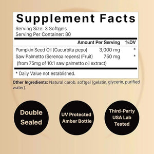 NATUREBELL - NatureBell Virgin Pumpkin Seed Oil 3,000Mg. 240 Capsulas Blandas - The Red Vitamin MX - Suplementos Alimenticios - {{ shop.shopifyCountryName }}