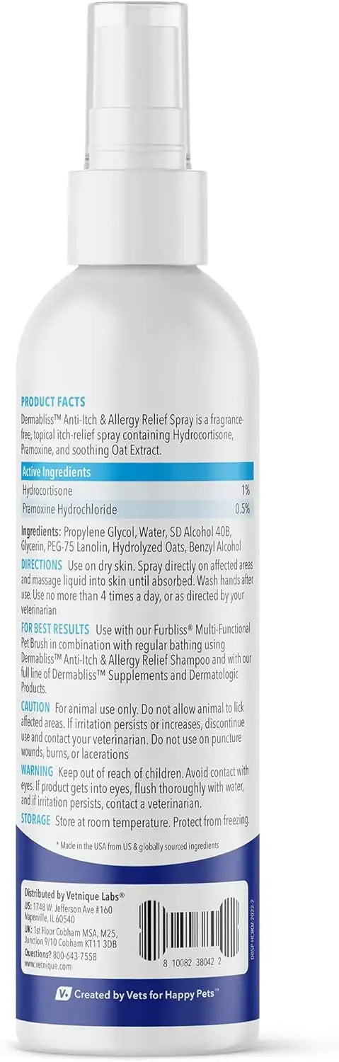 VETNIQUE - Vetnique Dermabliss Anti Itch Spray for Dogs & Cats 8 Fl.Oz. - The Red Vitamin MX - Remedios Para La Picazón De Perros - {{ shop.shopifyCountryName }}