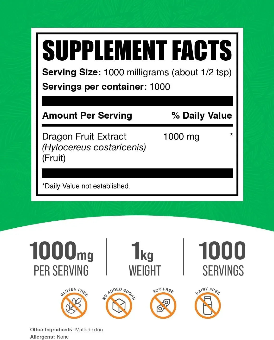 BULK SUPPLEMENTS - Bulk Supplements Dragon Fruit Extract 1 Kg. - The Red Vitamin MX - Suplementos Alimenticios - {{ shop.shopifyCountryName }}