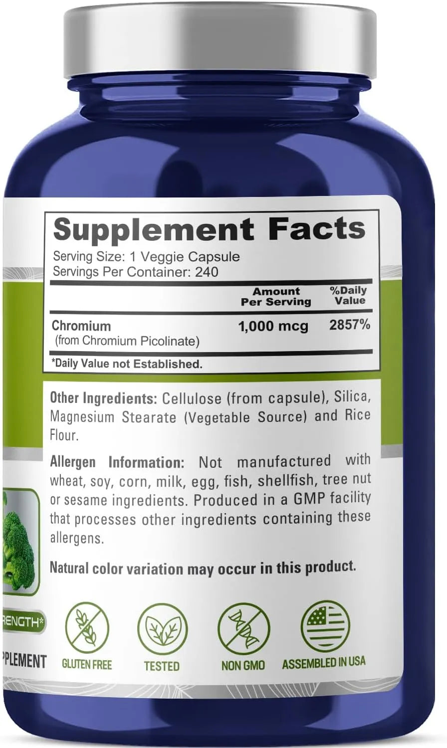 NUSAPURE - NusaPure Chromium Picolinate 1000mcg 240 Capsulas - The Red Vitamin MX - Suplementos Alimenticios - {{ shop.shopifyCountryName }}