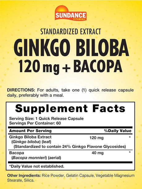 SUNDANCE - Sundance Ginkgo Biloba 120Mg. 60 Capsulas - The Red Vitamin MX - Suplementos Alimenticios - {{ shop.shopifyCountryName }}