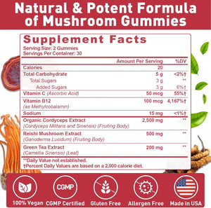 MEZQAI - Mezqai Cordyceps Reishi Mushroom Gummies 60 Gomitas - The Red Vitamin MX - Suplementos Alimenticios - {{ shop.shopifyCountryName }}