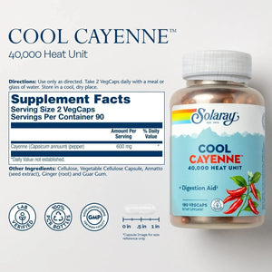 SOLARAY - Solaray Cool Cool Cayenne 40,000 HU 180 Capsulas - The Red Vitamin MX - Suplementos Alimenticios - {{ shop.shopifyCountryName }}