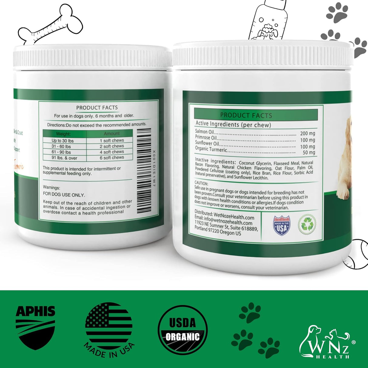 WNz Health Omega 3 Skin and Coat Chews for Dogs 55 Masticables