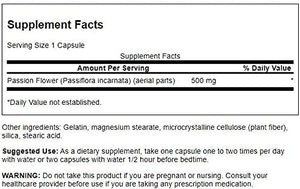 Swanson Full-Spectrum Passion Flower 500Mg. 60 Capsulas