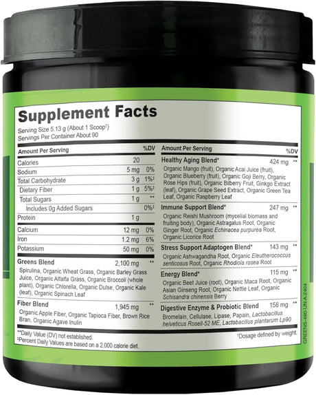 NATURELO - NATURELO Raw Greens Superfood Powder Unsweetened 480Gr. - The Red Vitamin MX - Suplementos Alimenticios - {{ shop.shopifyCountryName }}