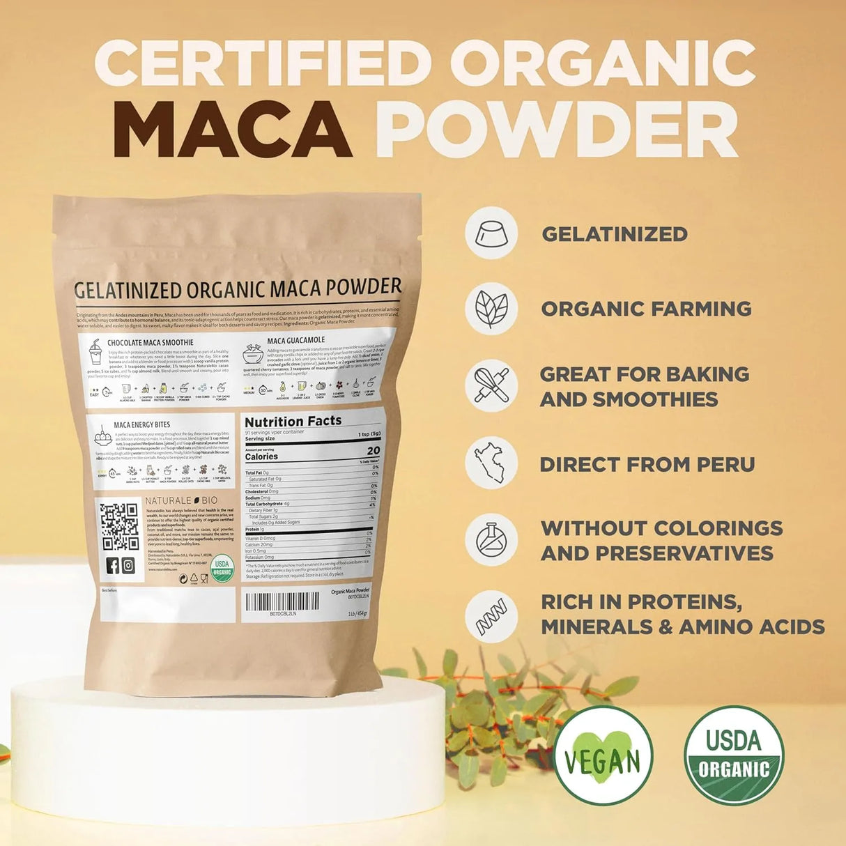 NATURELABIO - NaturaleBio Maca Powder Organic 454Gr. - The Red Vitamin MX - Suplementos Alimenticios - {{ shop.shopifyCountryName }}