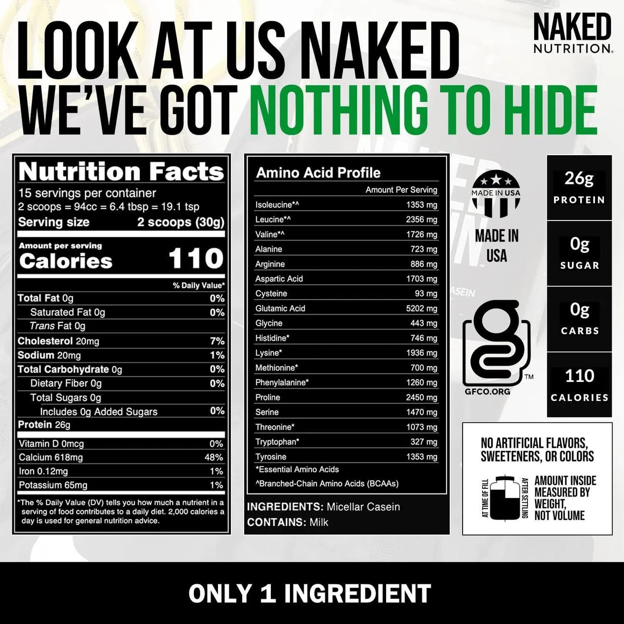 NAKED NUTRITION - NAKED Nutrition Casein Unflavored 454Gr. - The Red Vitamin MX - Suplementos Alimenticios - {{ shop.shopifyCountryName }}