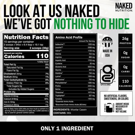 NAKED NUTRITION - NAKED Nutrition Casein Unflavored 454Gr. - The Red Vitamin MX - Suplementos Alimenticios - {{ shop.shopifyCountryName }}