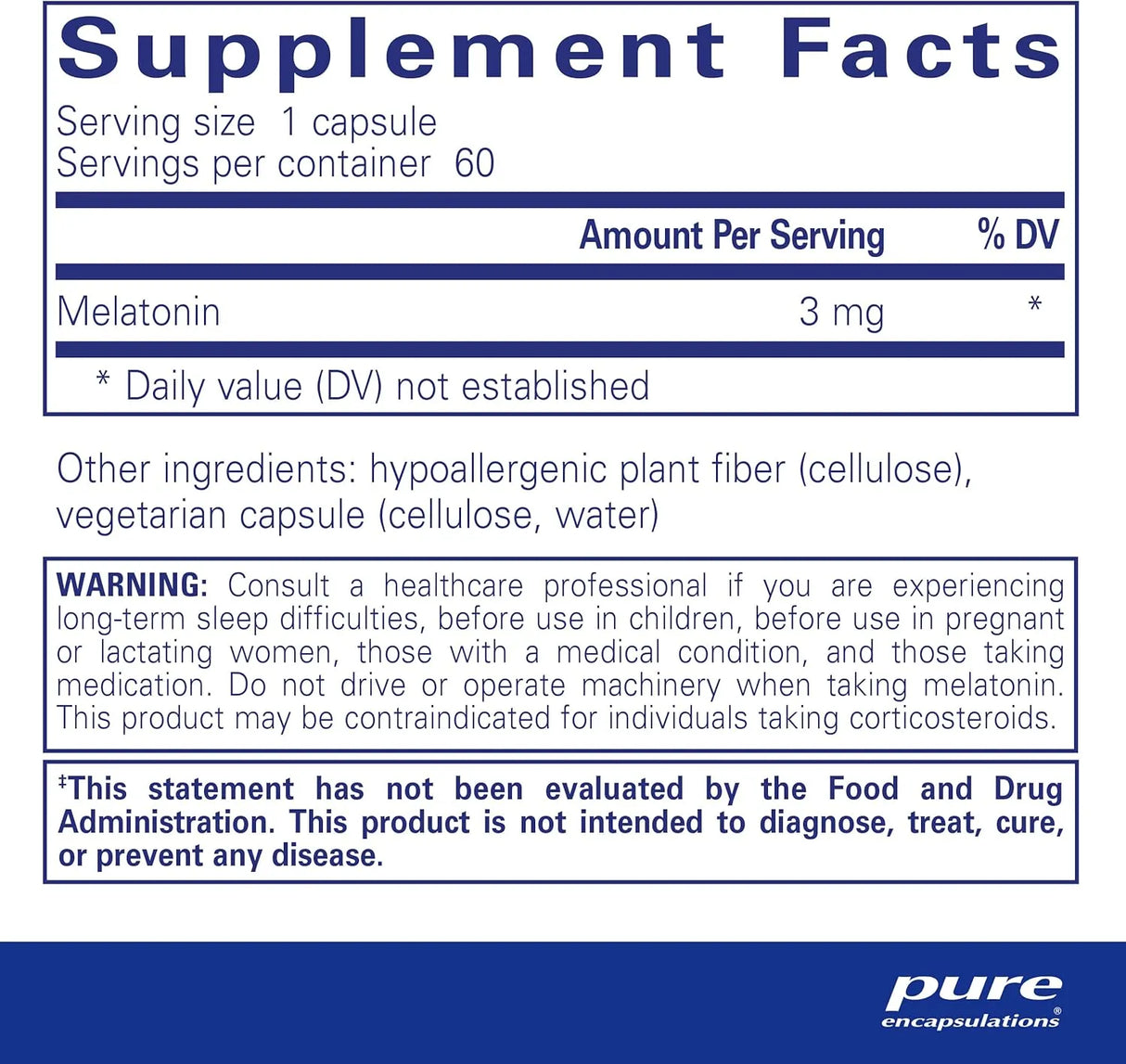 PURE ENCAPSULATIONS - Pure Encapsulations Melatonin 3Mg. 60 Capsulas - The Red Vitamin MX - Suplementos Alimenticios - {{ shop.shopifyCountryName }}