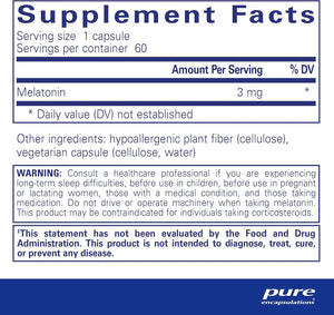 PURE ENCAPSULATIONS - Pure Encapsulations Melatonin 3Mg. 60 Capsulas - The Red Vitamin MX - Suplementos Alimenticios - {{ shop.shopifyCountryName }}