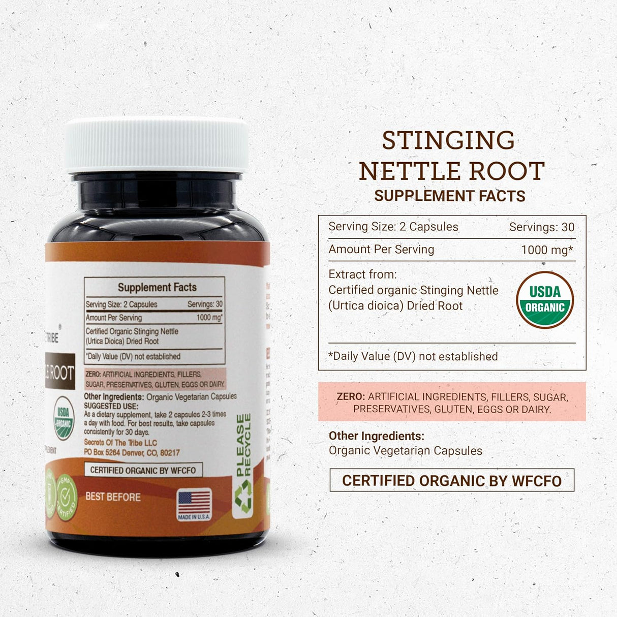 Secrets of the Tribe Stinging Nettle Root 1000Mg. 60 Capsulas