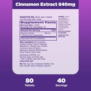 NATROL - Natrol Cinnamon Extract 1000Mg. 80 Tabletas - The Red Vitamin MX - Suplementos Alimenticios - {{ shop.shopifyCountryName }}