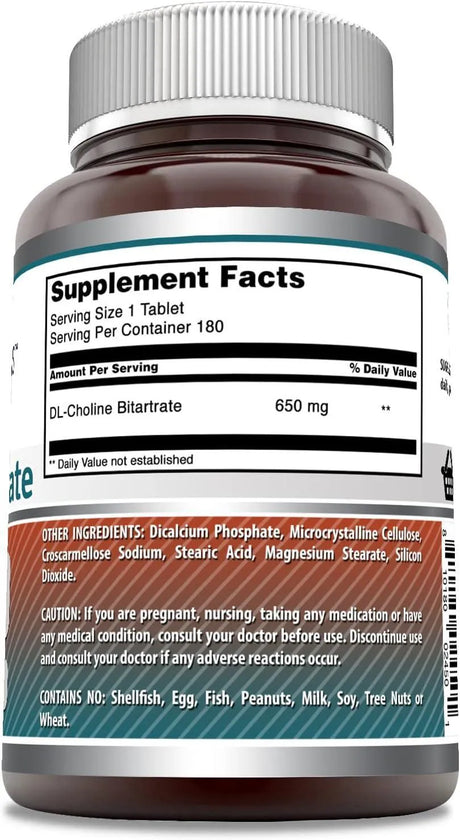 AMAZING FORMULAS - Amazing Formulas Choline Bitartrate 650Mg. 180 Tabletas - The Red Vitamin MX - Suplementos Alimenticios - {{ shop.shopifyCountryName }}