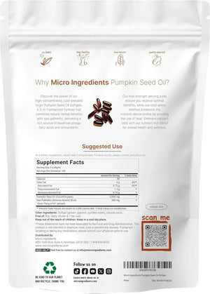 MICRO INGREDIENTS - Micro Ingredients Pumpkin Seed Oil with Saw Palmetto, 3,000Mg. 300 Capsulas Blandas - The Red Vitamin MX - Suplementos Alimenticios - {{ shop.shopifyCountryName }}