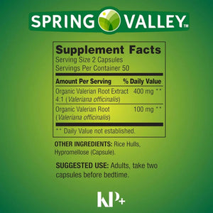 SPRING VALLEY - Spring Valley Valerian Root 500Mg. 100 Capsulas - The Red Vitamin MX - Suplementos Alimenticios - {{ shop.shopifyCountryName }}