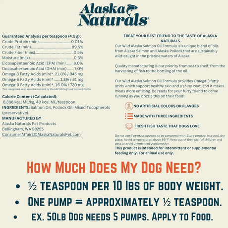 ALASKA NATURALS - Alaska Naturals Wild Alaskan Salmon Fish Oil 15.5 Fl.Oz. - The Red Vitamin MX - Aceite De Pescado Para Perros - {{ shop.shopifyCountryName }}