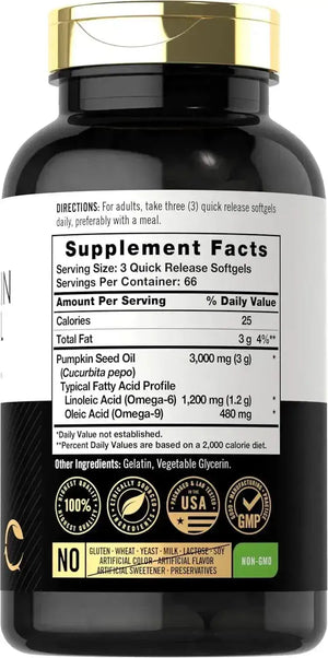 CARLYLE - Carlyle Pumpkin Seed Oil 3000Mg. 200 Capsulas Blandas - The Red Vitamin MX - Suplementos Alimenticios - {{ shop.shopifyCountryName }}