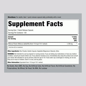 PIPING ROCK - Piping Rock Hibiscus Flowers 1100Mg. 120 Capsulas - The Red Vitamin MX - Suplementos Alimenticios - {{ shop.shopifyCountryName }}