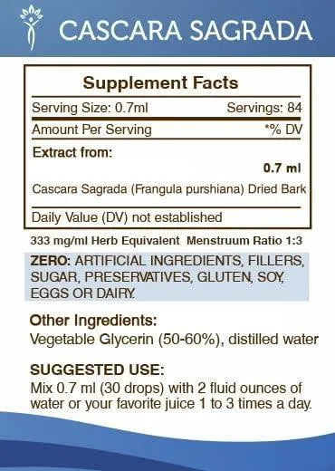 SECRETS OF THE TRIBE - Secrets of the Tribe Cascara Sagrada Tincture Alcohol-Free Liquid Extract 2 Fl.Oz. - The Red Vitamin MX - Suplementos Alimenticios - {{ shop.shopifyCountryName }}