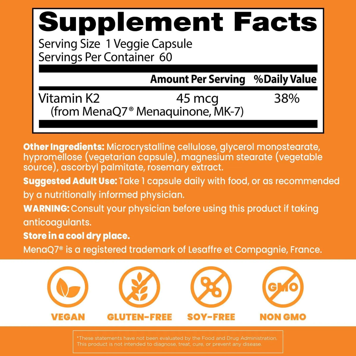 DOCTOR'S BEST - Doctors Best Natural Vitamin K2 MK-7 60 Capsulas - The Red Vitamin MX - Suplementos Alimenticios - {{ shop.shopifyCountryName }}