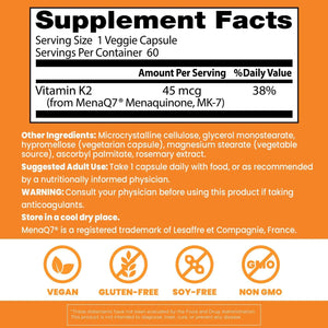 DOCTOR'S BEST - Doctors Best Natural Vitamin K2 MK-7 60 Capsulas - The Red Vitamin MX - Suplementos Alimenticios - {{ shop.shopifyCountryName }}