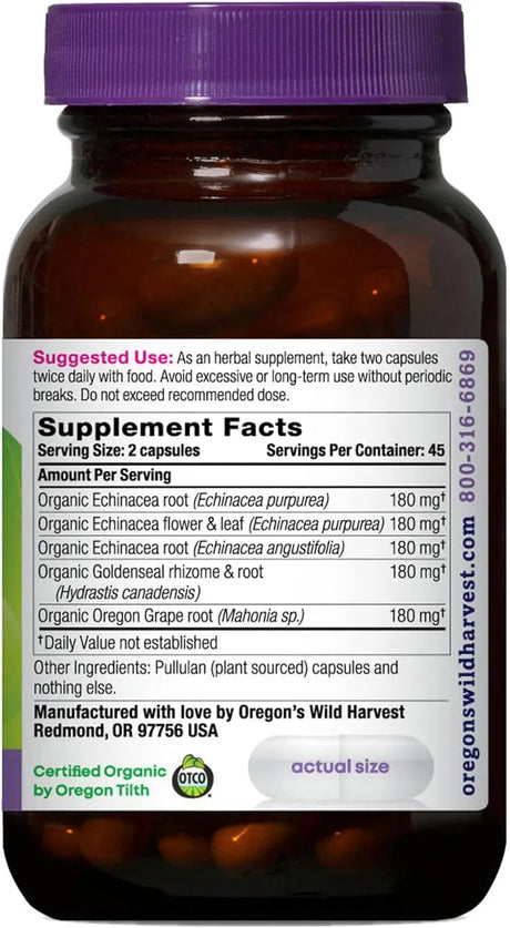 OREGON'S WILD HARVEST - Oregon's Wild Harvest Echinacea Goldenseal 90 Capsulas - The Red Vitamin MX - Suplementos Alimenticios - {{ shop.shopifyCountryName }}