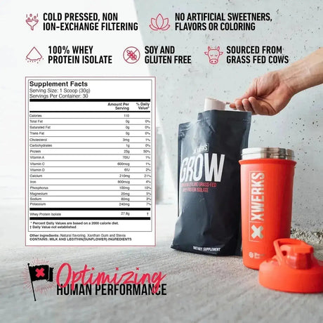 XWERKS - Xwerks Grow 100% New Zealand Grass-Fed Whey Protein Chocolate 28.8 Oz. - The Red Vitamin MX - Suplementos Alimenticios - {{ shop.shopifyCountryName }}