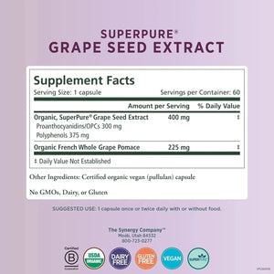 PURE SYNERGY - Pure Synergy SuperPure Grape Seed Extract 60 Capsulas - The Red Vitamin MX - Suplementos Alimenticios - {{ shop.shopifyCountryName }}