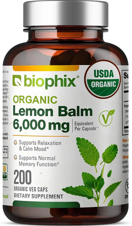 BIOPHIX - biophix Lemon Balm Capsules USDA Organic 20:1 Extract 300Mg. 200 Capsulas - The Red Vitamin MX - Suplementos Alimenticios - {{ shop.shopifyCountryName }}