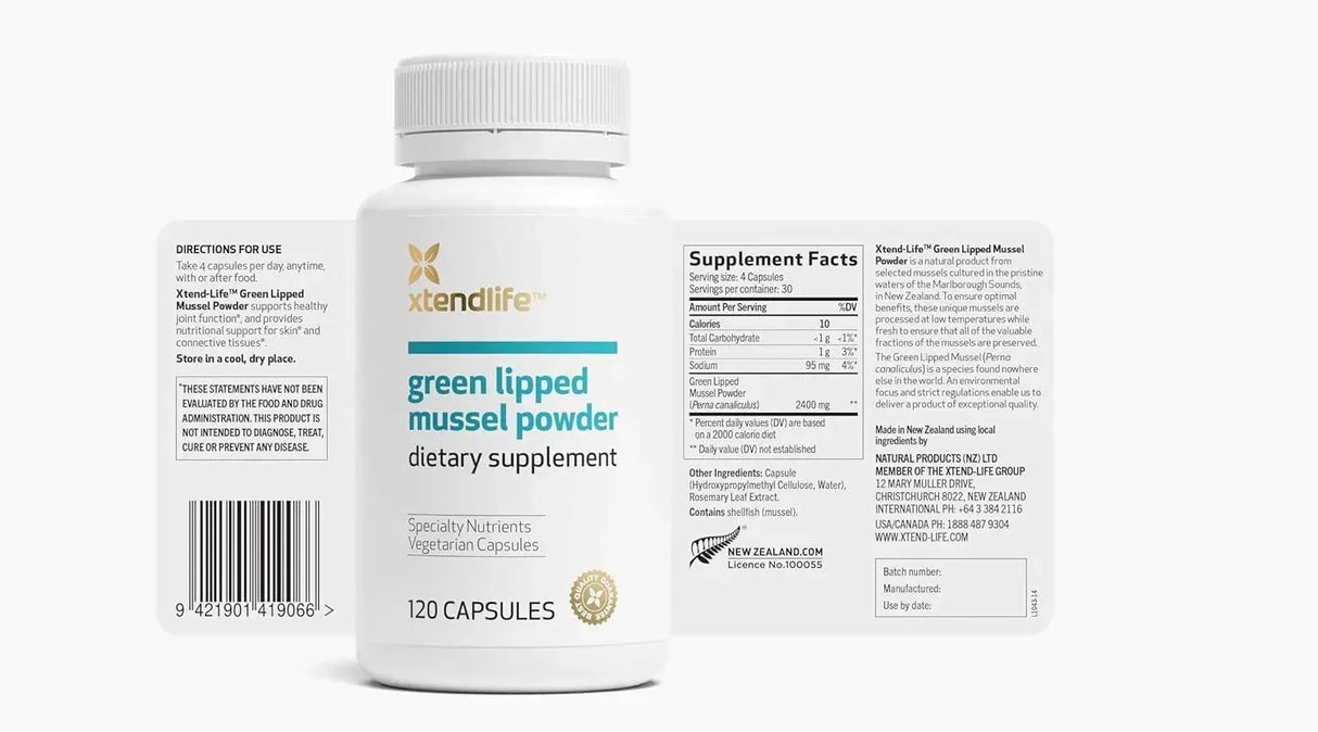 XTENDLIFE - Xtendlife Green Lipped Mussel Powder 2400Mg. 120 Capsulas 2 Pack - The Red Vitamin MX - Suplementos Alimenticios - {{ shop.shopifyCountryName }}