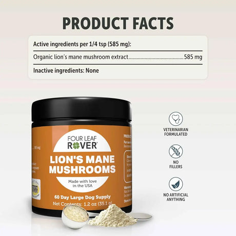 FOUR LEAF ROVER - FOUR LEAF ROVER Lion's Mane Mushrooms for Dogs 35Gr. - The Red Vitamin MX - Suplementos Herbales Para Perros - {{ shop.shopifyCountryName }}