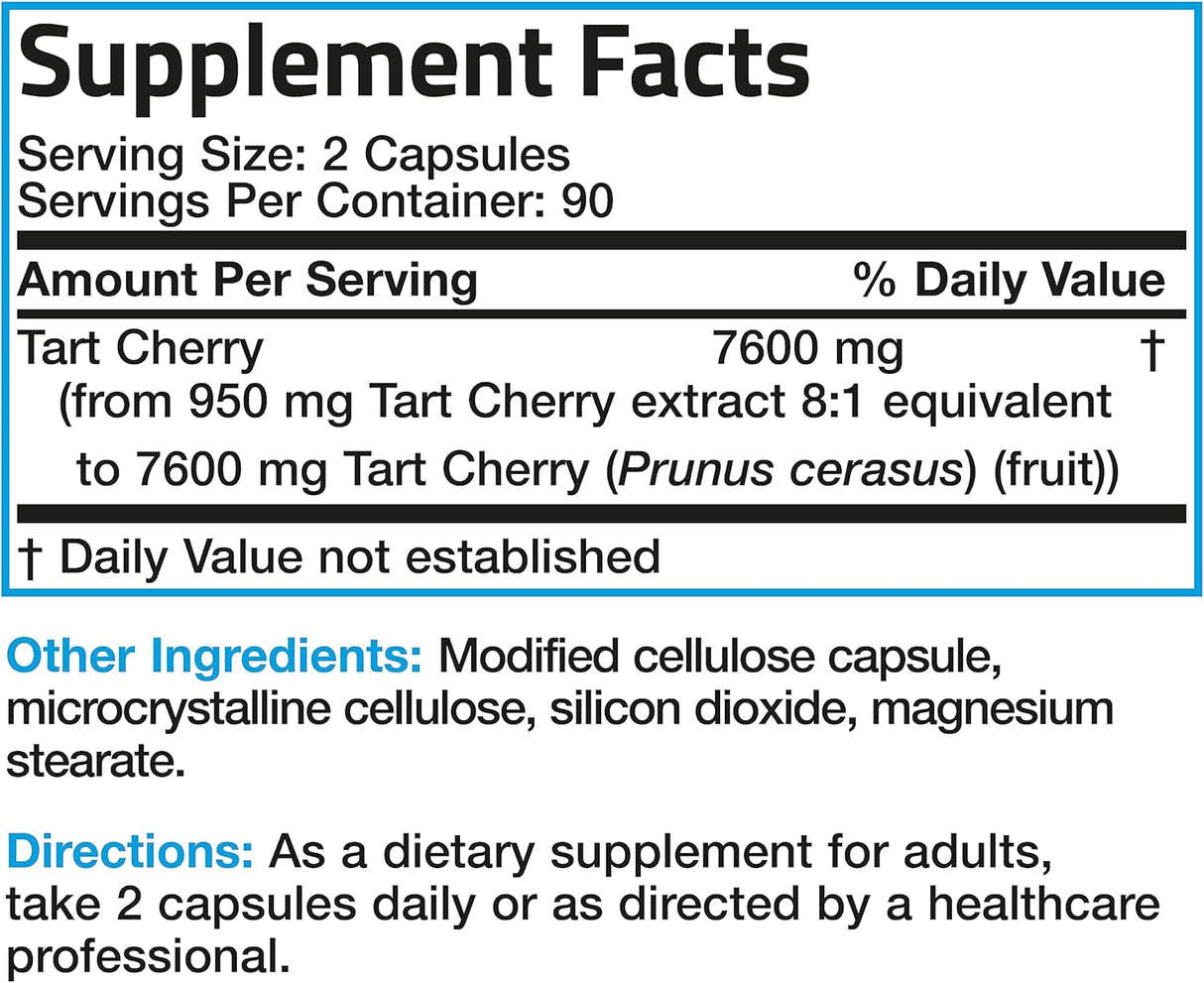 Bronson Tart Cherry Maximum Strength 7600Mg. 180 Capsulas