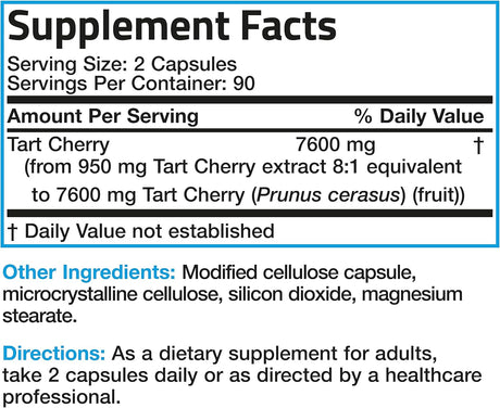 Bronson Tart Cherry Maximum Strength 7600Mg. 180 Capsulas