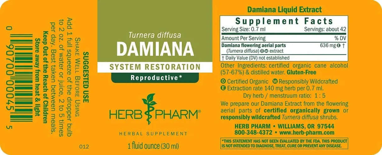 HERB PHARM - Herb Pharm Damiana Extract 1 Fl.Oz. 2 Pack - The Red Vitamin MX - Suplementos Alimenticios - {{ shop.shopifyCountryName }}