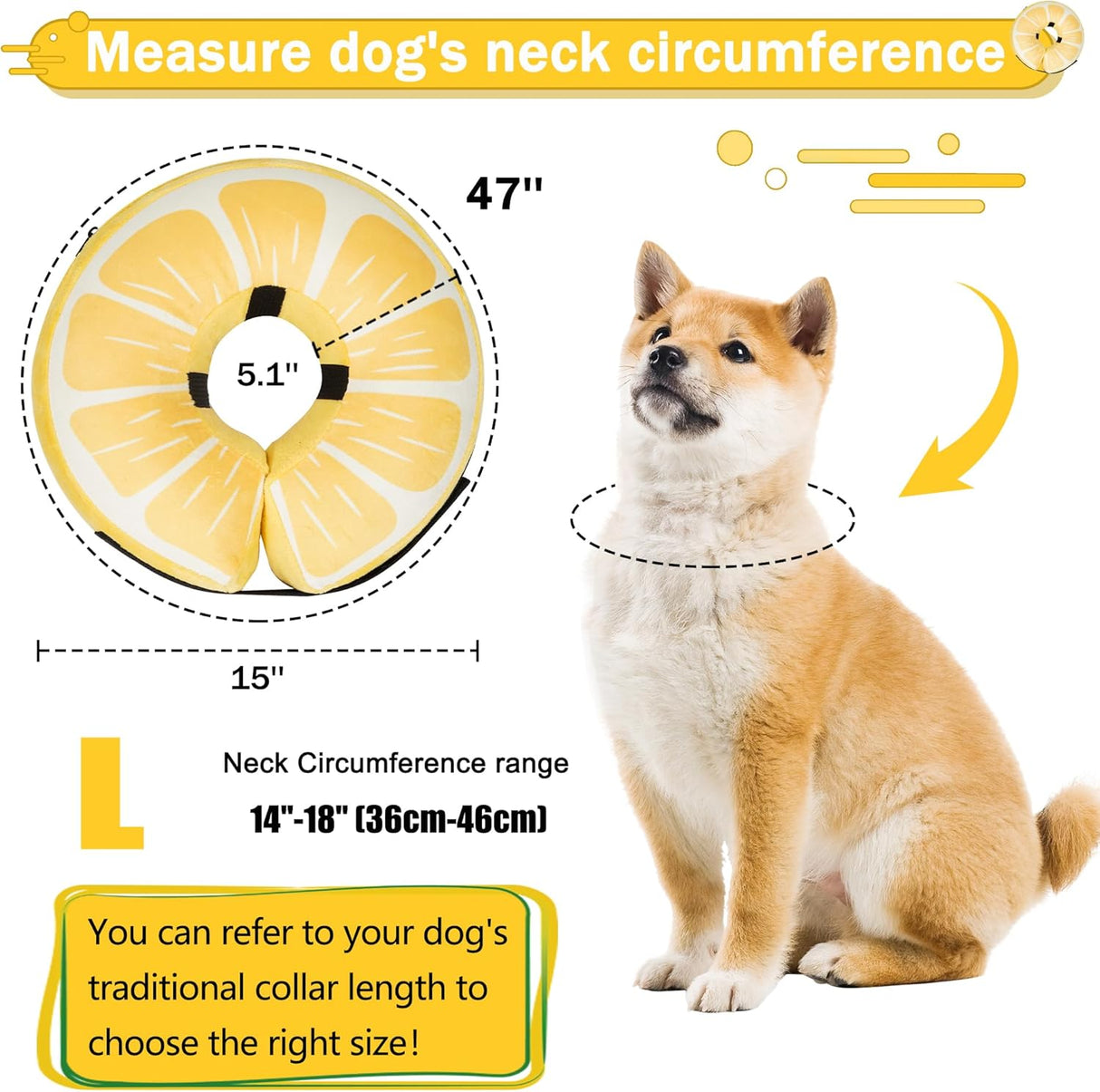 Cneo Recovery Donut Collar LEMON LARGE