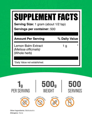 BULK SUPPLEMENTS - Bulk Supplements Lemon Balm Extract Powder 500Gr. - The Red Vitamin MX - Suplementos Alimenticios - {{ shop.shopifyCountryName }}