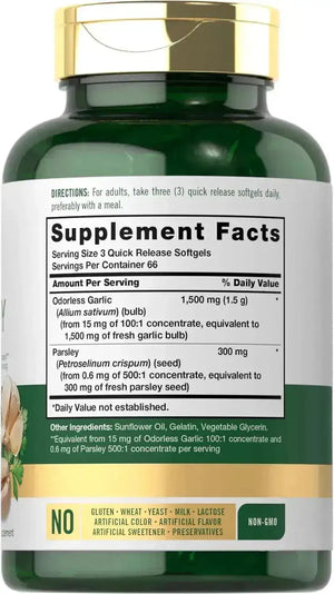 CARLYLE - Carlyle Odorless Garlic & Parsley 1800Mg. 200 Capsulas Blandas - The Red Vitamin MX - Suplementos Alimenticios - {{ shop.shopifyCountryName }}