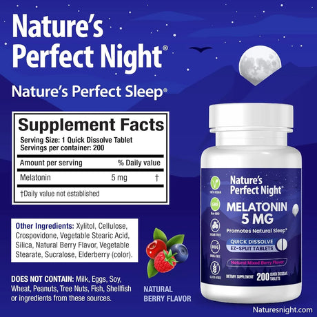 NATURE'S PERFECT NIGHT - Nature's Perfect Night Melatonin 5Mg. 200 Tabletas - The Red Vitamin MX - Suplementos Alimenticios - {{ shop.shopifyCountryName }}