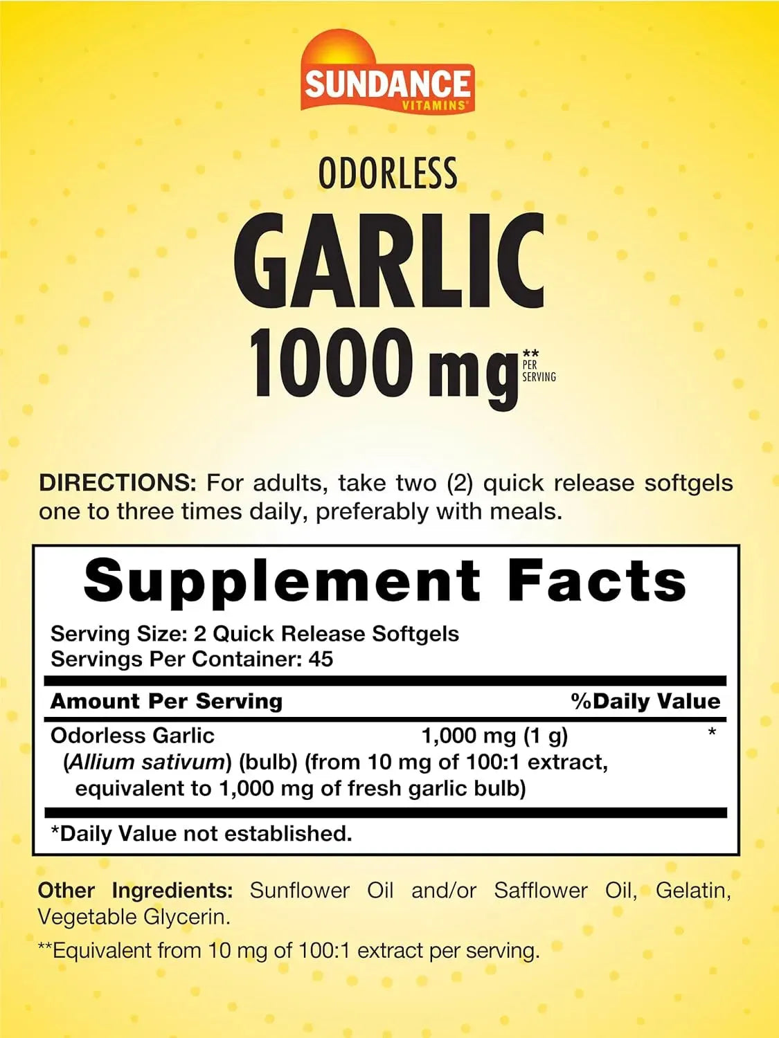 SUNDANCE - Sundance Odorless Garlic 1000Mg. 90 Capsulas Blandas - The Red Vitamin MX - Suplementos Alimenticios - {{ shop.shopifyCountryName }}