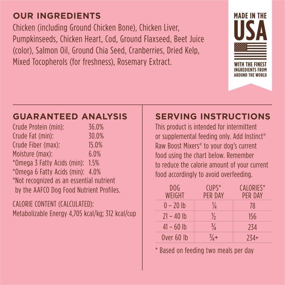 Instinct Raw Boost Mixers Skin & Coat Health Freeze-Dried Dog Food Topper 354Gr.