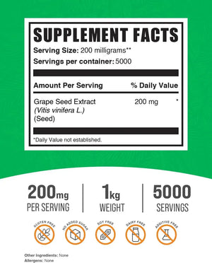 BULK SUPPLEMENTS - Bulk Supplements Grape Seed Extract Powder 1 Kg. - The Red Vitamin MX - Suplementos Alimenticios - {{ shop.shopifyCountryName }}