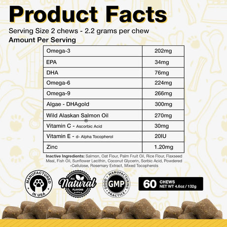 PAWLIFE - Pawlife Omega 3 Fish Oil Dog Vitamins Salmon Flavor 60 Masticables - The Red Vitamin MX - Aceite De Pescado Para Perros - {{ shop.shopifyCountryName }}