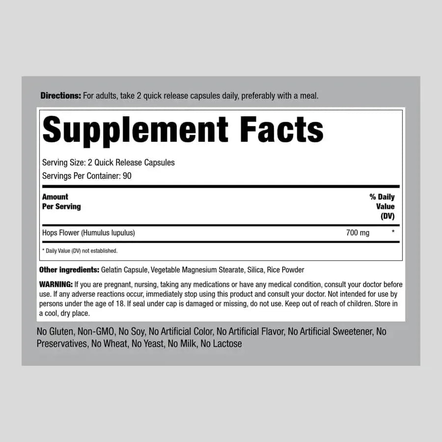 PIPING ROCK - Piping Rock Hops Extract 700Mg. 180 Capsulas - The Red Vitamin MX - Suplementos Alimenticios - {{ shop.shopifyCountryName }}