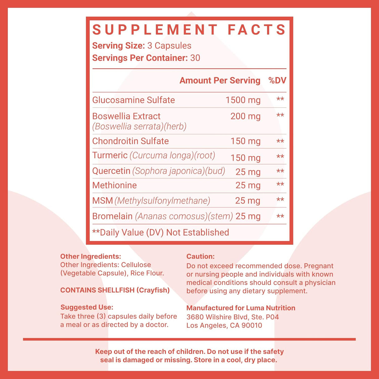 Luma Nutrition Glucosamine Chondroitin MSM 90 Capsulas